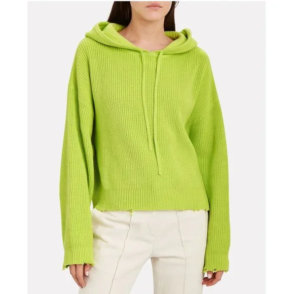 RtA Tops Rta Marvin Distressed Hoodie Small Neon Green